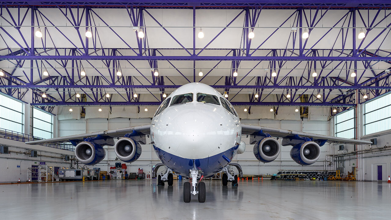 Image 2: The FAAM aircraft in the hangar. Credit: NCAS